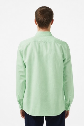 Lacoste Men's Regular Fit Button-down Collar Linen Shirt Green Erkek Düğmeli Yaka Keten Gömlek Yeşil