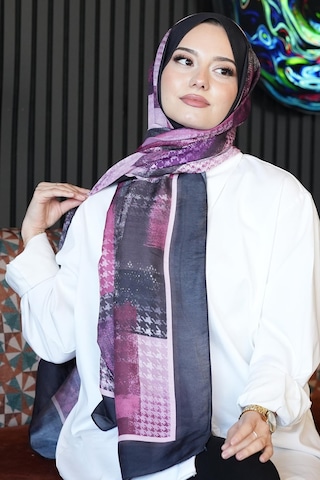 Afvente Kare Desen Şarabi Soft Pamuk Şal Diğer