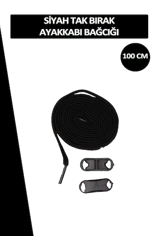 Elastik Siyah Akıllı Bağcık Tak Bırak Ayakkabı Bağcığı 100cm