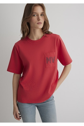 Mavi - Mv Baskılı Kırmızı Tişört 1613152-71079 Kırmızı