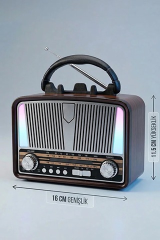 Retro Bluetooth Hoparlörlü Radyo Led El Fenerli Şarjlı Taşınabilir Speaker Nostaljik Tasarım Yg-7090bts