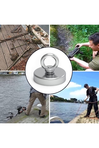 Süper Güçlü 48mm Çapında Fishing Magnet Halkalı Neodyum Pot Mıknatıs , Kanca Kurtarma Mıknatısı