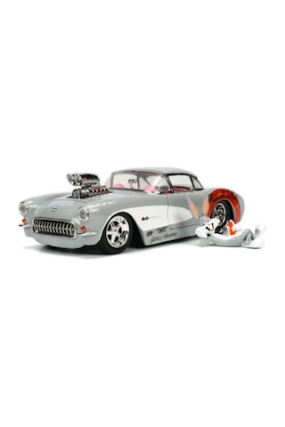 Jada Looney Tunes Bugs Bunny Figürü Ve 1957 Chevrolet Corvette Model Aracı