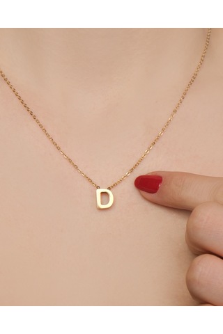 Lekka Design Kadın Kararmaz Çelik Takı D Harf Kolye