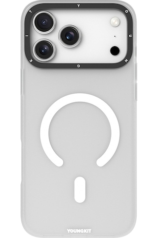 Apple Uyumlu iPhone 17 Pro Max Kılıf M-safe Şarj Özellikli Youngkit Hidden Sand Serisi Kapak Beyaz Beyaz
