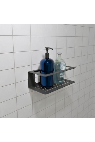 Aju Şampuanlık Sabunluk, Minimalist Banyo Organizatörü, Metal Duş Rafı, Banyo Düzenleyicii Siyah