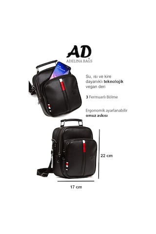 Adelina Siyah Deri El Ve Omuz Çanta Seyahat Günlük Çapraz Askılı