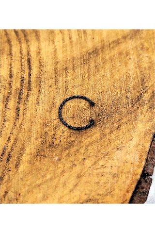 925 Ayar Gümüş Desenli Halka Siyah Kaplama Hızma Tek Adet Siyah