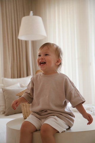 Oh La La Koala Vizon Bisiklet Yaka Oversize T-shirt Bebek - Çocuk Vizon