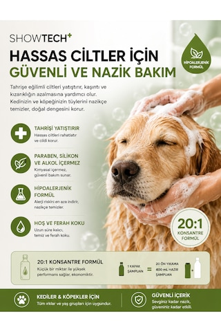 Showtech Tender Touch 20:1 Konsantre Köpek Ve Kediler İçin Hassas Ciltli Şampuan 300 Ml
