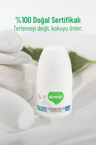 Siveno %100 Doğal Roll On Beyazlatıcı Etkili Deodorant Ter Kokusu Önleyici Bitkisel Leke Bırakmayan Vegan 50 ML