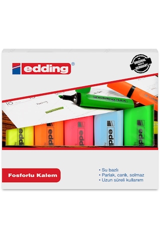 Edding Fosforlu Kalem E-344 5 Li Paket Çok Renkli