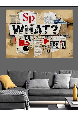 Soyut Gazete Yazıları Poster Dekoratif Kanvas - Mdf Ahşap Tablo