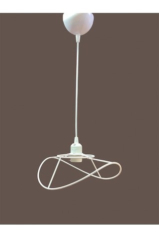 Yaprak Avize Teli , İskeleti Küçük Boy 34x23 Cm Beyaz Statik Boyalı Duy Takımı Dahil Beyaz