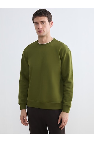 Lcw Vision Haki Bisiklet Yaka Erkek Kalın Sweatshirt