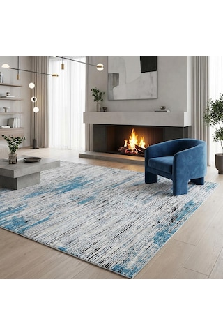 Gri Mavi Salon Halısı Modern Dokulu Dijital Baskılı Kaymaz Tabanlı Halı Dijital Baskı Halı 7 Mm