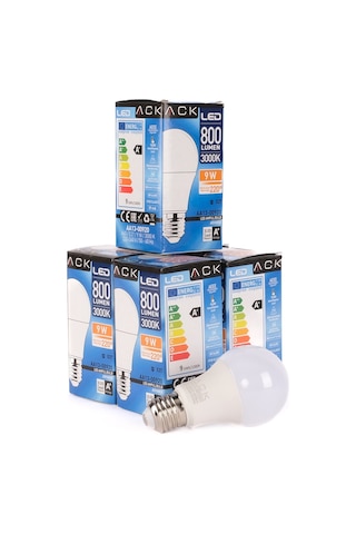 Ack 9w Led Ampul 3000k Günışığı E27 5'li Eko Paket