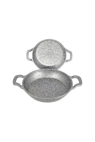 Oms 3729 Döküm Granit 2 Parça Kapaksız Sahan Set 18-20 Cm Gri