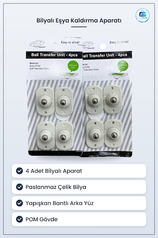 Bilyalı Taşıma Arabası Eşya Kaldırma Aparatı 4 Adet Paslanmaz Çel