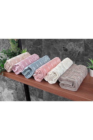 Çınar Jakarlı 6 Lı Kadife Pamuklu El Ve Yüz Havlu Seti 50x90 Cm - 04557 - Karışık Renkli Çok Renkli