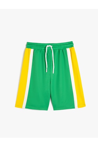 Koton Oversize Spor Şort Beli Bağlamalı Renk Bloklu Yeşil 4skb40255tk Yeşil