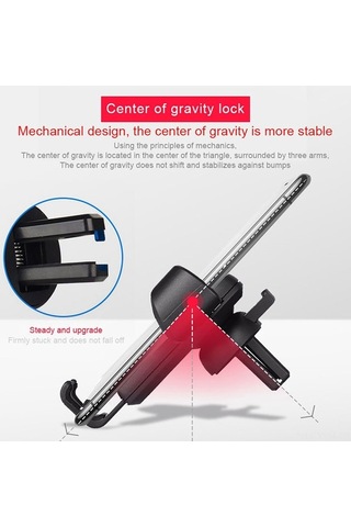 Pazly Havalimanı Klipsli Çok Amaçlı Telefon Tutucu - Tek Elle Kullanım, Yerçekimi Kilidi Siyah Siyah