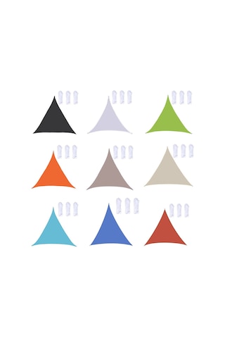 Üçgen Açık Bahçe Güneşlik Yelken Su Geçirmez Anti-uv Kanopi, Boyut: 3m X 3m X 3m Göl Mavisi Çok Renkli