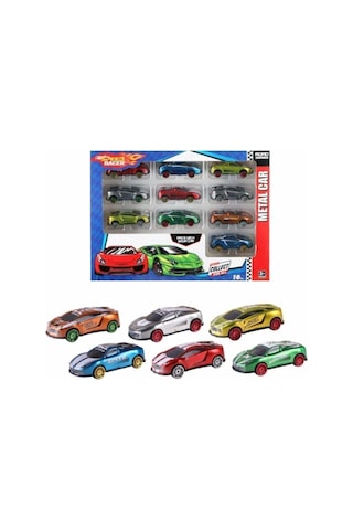 Speed Car 10'lu Metal Die-cast Araba Hot Wheels Benzeri Oyuncak Model Araba Seti Renkli