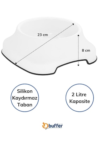 Silikon Kaydırmaz Taban Plastik Kedi Ve Köpek Mama Ve Su Kabı 2 L 50001