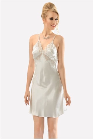 Nbb Kadın Ekru Sırt Dekolteli Saten Gecelik (544176286)