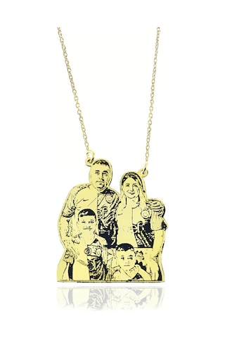 Gümüş Resimli Aile Bayan Kolye - 50 CM