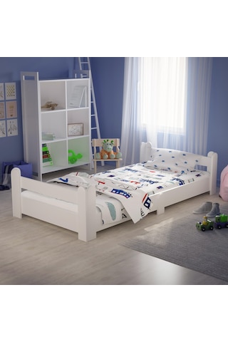 Tulipkids Montessori Karyola Beyaz 90x190 Yatak Uyumlu Oval Kesim Çocuk Yatağı Kids-101