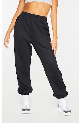 Basic Düz Eşofman Altı Jogger - Siyah Lastik Paça Yüksel Bel Siyah