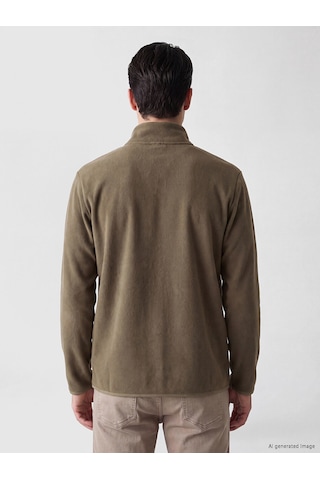 Lcwaıkıkı Classic Haki Dik Yaka Erkek Polar Fermuarlı Sweatshirt Diğer