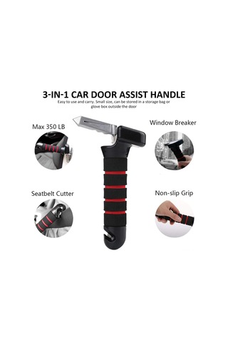 Dofolink Kırmızı Araba Penceresi Kırıcı Kol Dayama - 350 Lbs Yük Taşıma, Emniyetli Binme-inme, Yaşlı-hasta-hamile Desteği, Kauçuk Kolu, U-şekilli Kilit Uyumlu