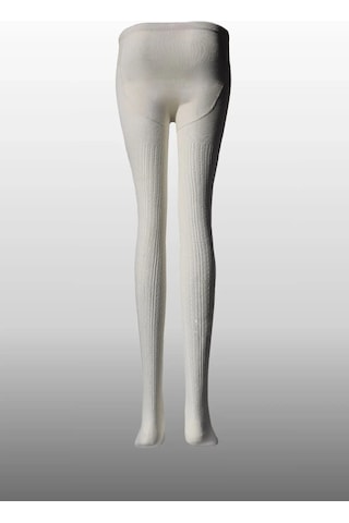 Kız Çocuk Karina Örgü Pamuklu Mevsimlik Ekru Renkli Külotlu Çorap Ekru