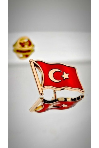 Yörük Tasarım Türk Bayrağı Altın Kaplama Yaka Rozeti 3d 3 Boyutlu Dalgalı Altın