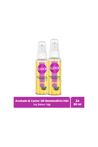 Elidor Avokado ve Castor Oil Nemlendirici Etki Saç Bakım Yağı 2 x 80 ML