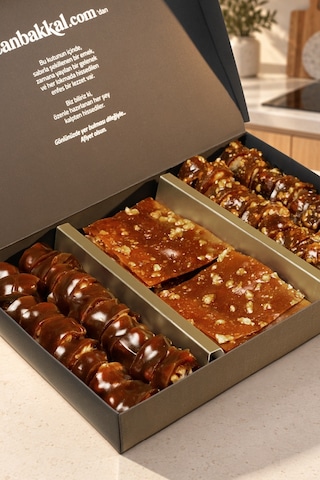 Canbakkal Gümüşhane Karışık Pestil ve Köme Paketi Sade Yaprak Pestil Cevizli Köme ve Pikolalı Köme 1 KG