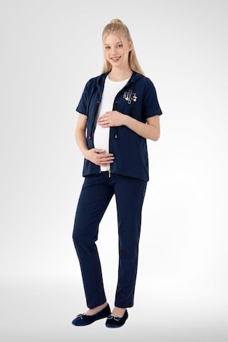 Mecit Pijama Mecit 6400 Lacivert 3'lü Hamile Lohusa Pijama Takımı