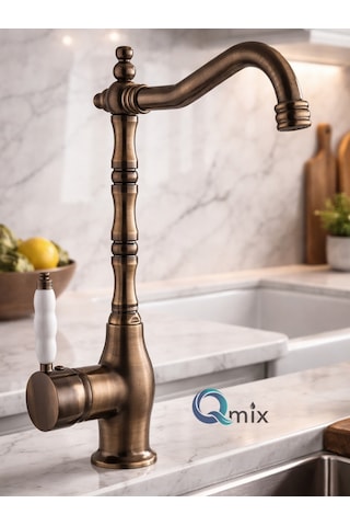 Retro Rustik Model Nostalji Antik Porselen Kol Lüx Mutfak Eviye Bataryası Komple Piriniç Musluk Antik-eskite