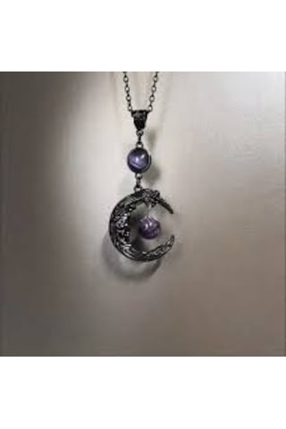 Dükkan Design Macig Moon Ametist Taşlı Gotik Kolye Siyah