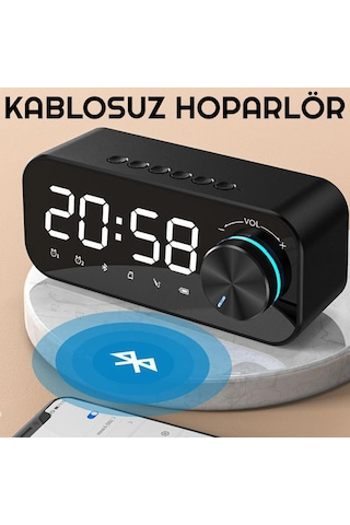 UpWay Dijital Çalar Saat LED Ekran Bluetooth Hoparlör MP3 FM Rady