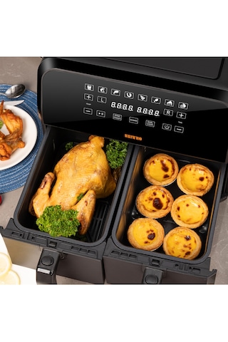Uniwho D8 Dokunmatik Ekran 8 LT (4+4) Çift Hazneli Airfryer
