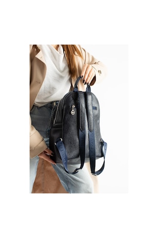 Vegan Deri Kadın Sırt Çantası 35 25 Cm Yağmur İtici Kumaş Mega Bag Günlük Kullanıma Uygun Lacivert