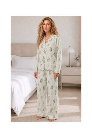 Fit Women Kadın Casual Esnek Bol Çağla Pijama Takımı 4669 Çağla Yeşili