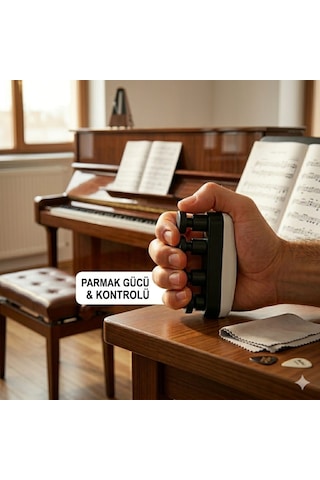 Parmak Ve El Kası Geliştirici Egzersiz Aleti - Gitar, Piyano, Enstrüman Pratik Cihazı Beyaz - Siyah