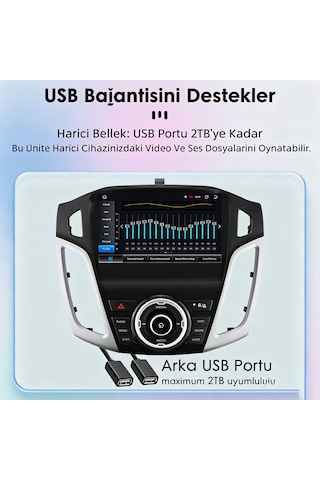 Ford Focus 3/4 2012-2018 Uyumlu Android Teyp 4gb Ram 64gb Hafıza Kablosuz Carplay Android Auto Gps Navigasyon 9"