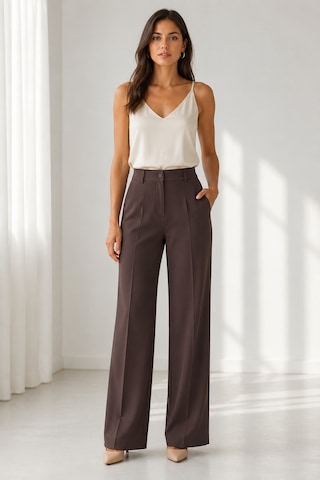 Bihan Store Pileli Klasik Kesim Palazzo Kadın Pantolon Y26-253-kahve