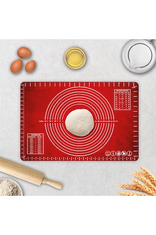 Kırmızı Doku Cam Hamur Açma Matı 40 Cm X 60 Cm